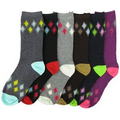 Women/Teen Crew Socks - Colorful Argyle Design